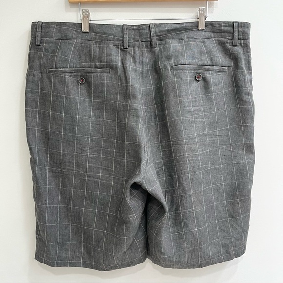 Robert Graham Men's 100% Linen Gray Windowpane Checkered Plaid Shorts 40 - Picture 2 of 8